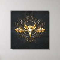 Golden Bird Skull on Black background