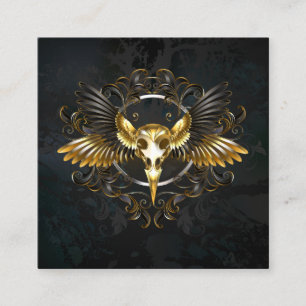 Golden Bird Skull on Black background Discount Card