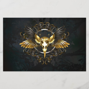 Golden Bird Skull on Black background Flyer