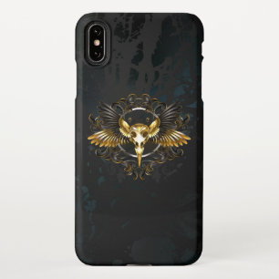 Golden Bird Skull on Black background iPhone XS Max Case