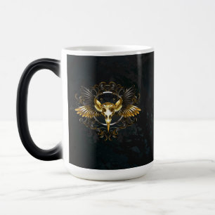 Golden Bird Skull on Black background Magic Mug