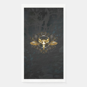 Golden Bird Skull on Black background Napkin