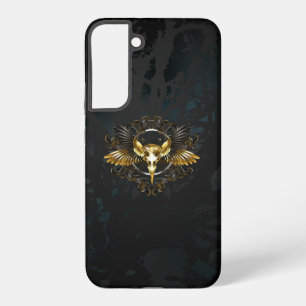 Golden Bird Skull on Black background Samsung Galaxy Case