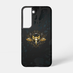Golden Bird Skull on Black background Samsung Galaxy Case