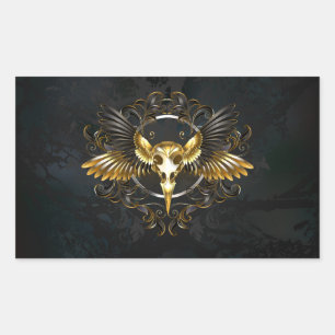 Golden Bird Skull on Black background Sticker