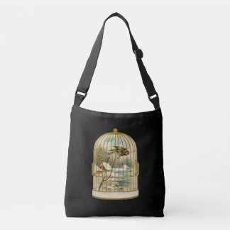 Golden Birdcage Bird Cabin by Stream Snow Inside Crossbody Bag