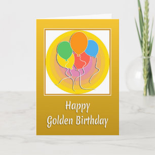Golden Birthday Card with Balloons