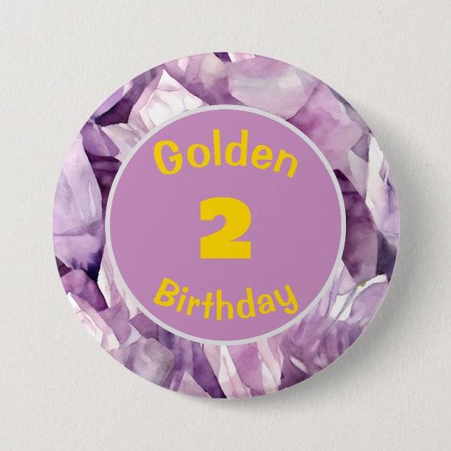Golden Birthday February Birthstone Custom Button (Front)