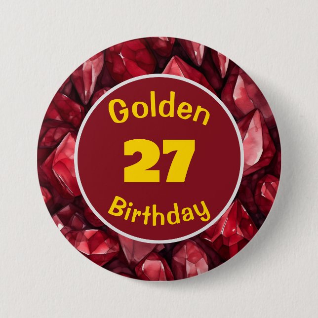 Golden Birthday July Birthstone Custom Button (Front)