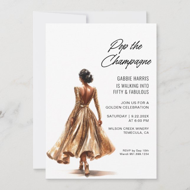 Golden Birthday Party Invitation (Front)