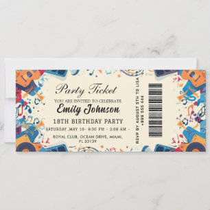 Golden Birthday Party Ticket Invitation 2026