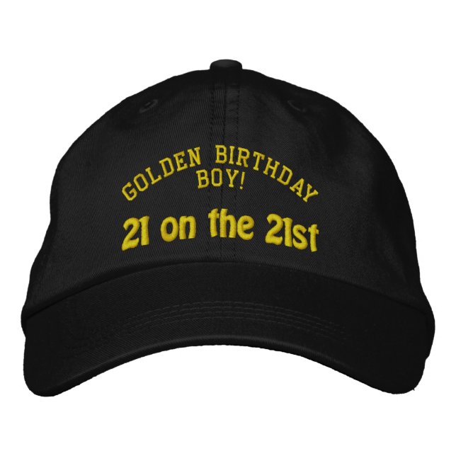 Golden Birthday Personalized Embroidered Hat (Front)