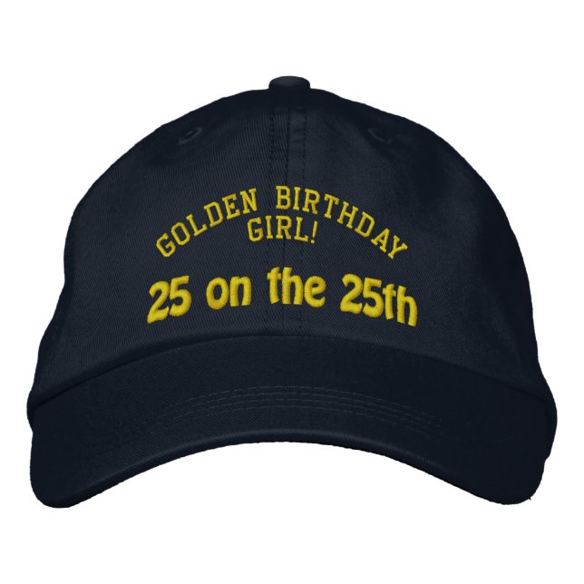 Golden Birthday Personalized Embroidered Hat (Front)