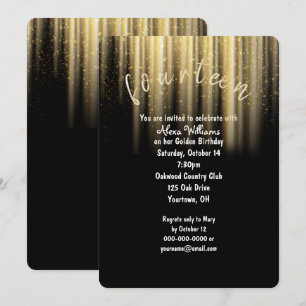 Golden Birthday sunbeams and glitter Invitation