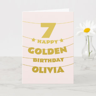 Golden Birthday, Turning 7 on the 7th, Custom Name Card