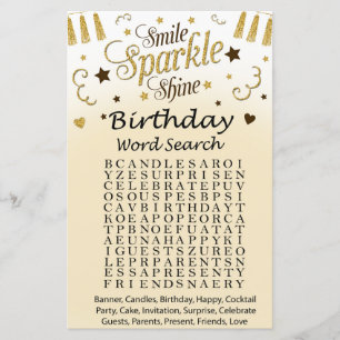 Golden Birthday Word Search Game