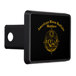 Golden Bison Standing in a Picturesque Landscape Trailer Hitch Cover