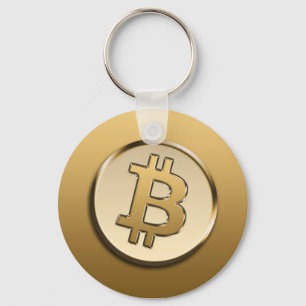 Golden Bitcoin badge Keychain