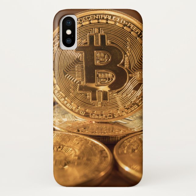 Golden Bitcoin cryptocurrency phone cover (Back)