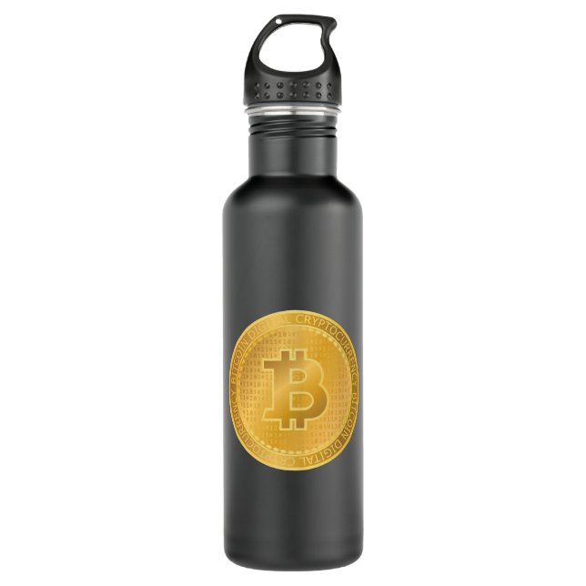 Golden Bitcoin Digital Cryptocurrency 710 Ml Water Bottle (Front)