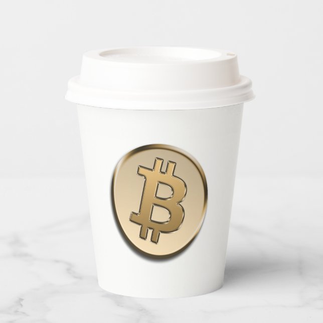 Golden Bitcoin Paper Cup (Front)