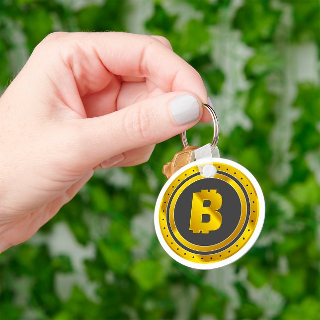 Golden Bitcoin Symbol Digital Currency Keychain (Creator Uploaded)