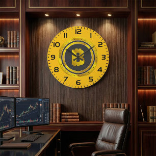 Golden Bitcoin Symbol Digital Currency Large Clock