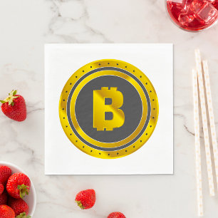 Golden Bitcoin Symbol Digital Currency Napkin