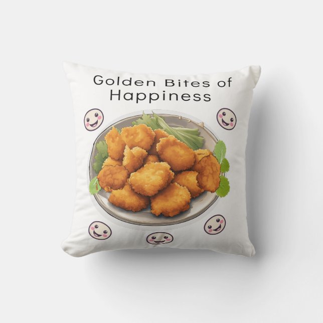 Golden Bites of Happiness Throw Pillow (Front)