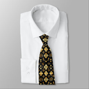 Golden Black Abstract Pattern Tie