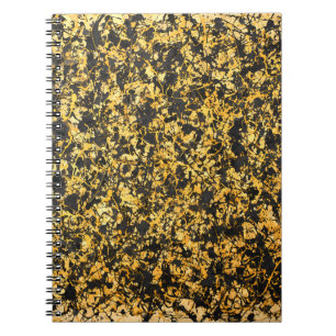 Golden Black Abstract Splatter Notebook