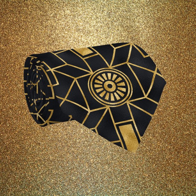 Golden & Black Art-Deco pattern Tie (Creator Uploaded)