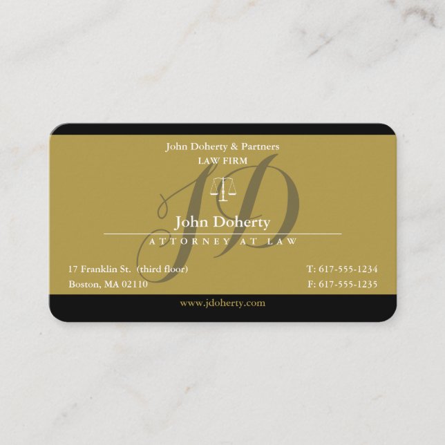 Golden Black Attorney at Law | Lawyer Business Card (Front)