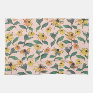 Golden Black-Eyed Daisy Flowers Kitchen Towel