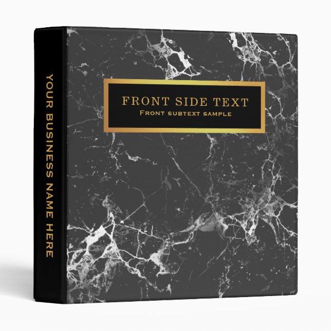 Golden & Black Marble Stone Texture Modern Design Binder (Front/Spine)