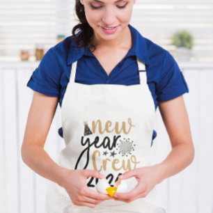 Golden & Black New Year Crew (customized year) Long Apron