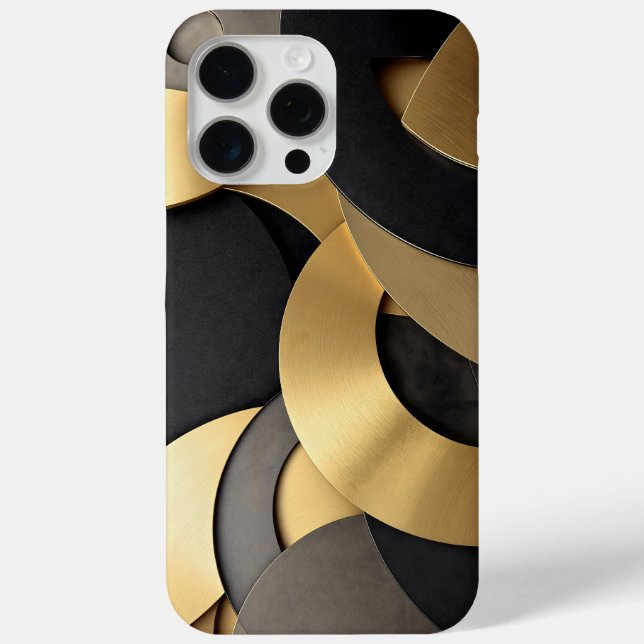 Golden & Black Overlapping Geometric Abstract Case-Mate iPhone Case (Back)