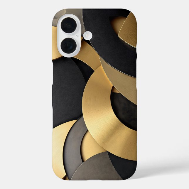 Golden & Black Overlapping Geometric Abstract Case-Mate iPhone Case (Back)