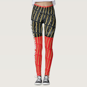 Golden Black Red Mix-up Modern Designe legging