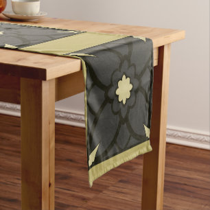 Golden Black Short Table Runner