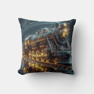 Golden & Black treen Modern Abstract Throw Pillow