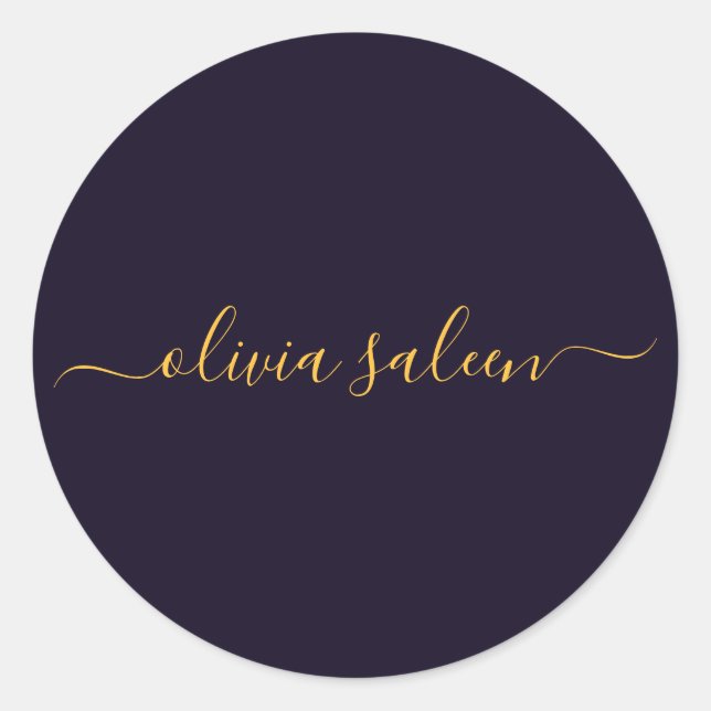 Golden blackish personalized  classic round sticker (Front)
