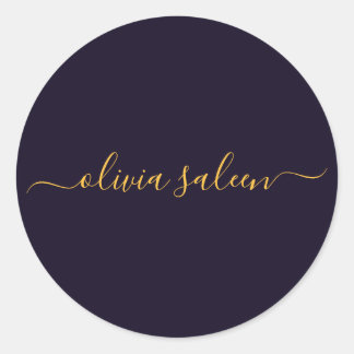 Golden blackish personalized  classic round sticker
