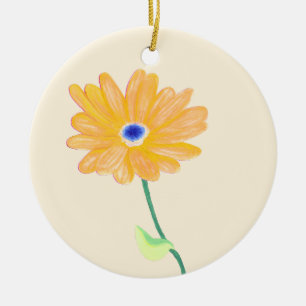 Golden Bloom Ceramic Ornament
