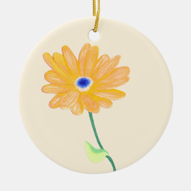 Golden Bloom Ceramic Ornament (Front)