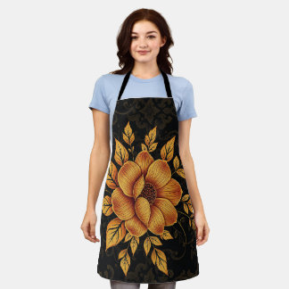Golden Bloom Floral Apron