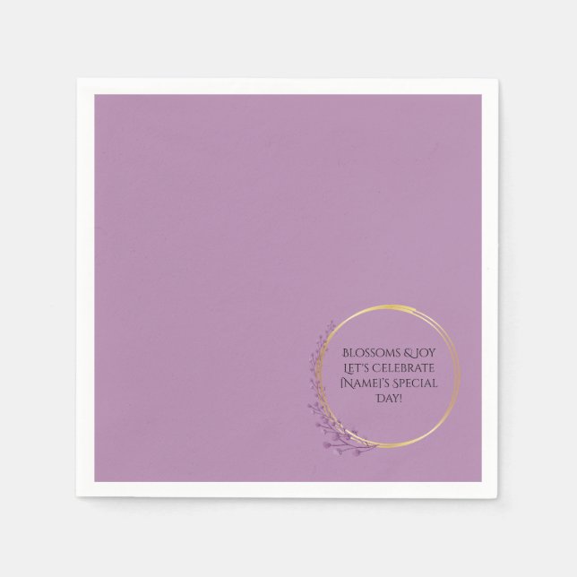 Golden Bloom Floral Elegant Birthday Party Napkin (Front)