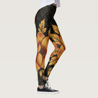 Golden Bloom Floral Leggings