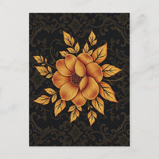 Golden Bloom Floral Postcard (Front)