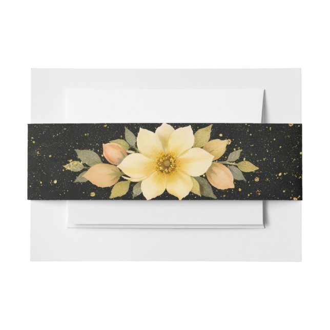 Golden Bloom  Invitation Belly Band (Front Example)